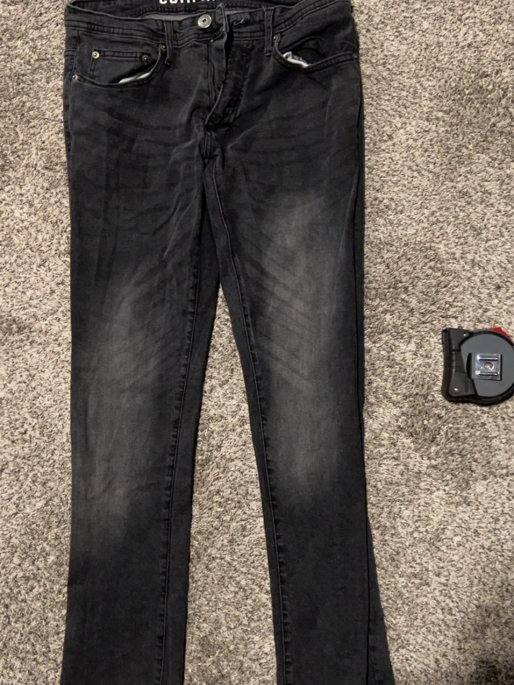 Men's Skinny Black Washed Jeans - Stretch Slim Fit